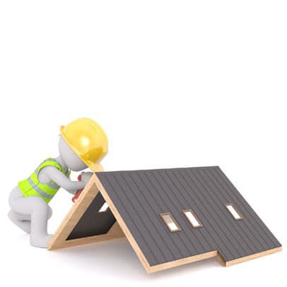 roofing image of a cartoon man mending a roof
